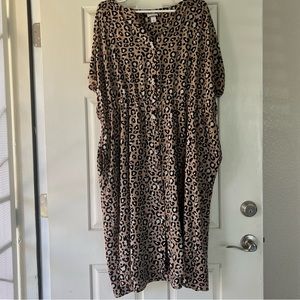 Ava & Viv Leopard Cheetah Print Midi Dress w/ pockets (2x)